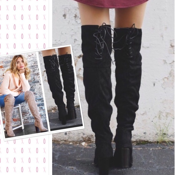 Qupid Shoes - LAST 1❤️Gorgeous Black Suede Over The Knee Boots